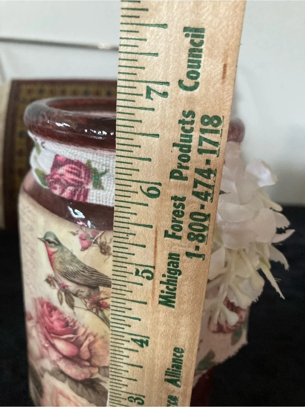 Handcrafted Pink Glass Decorative Flicker Light Jar with Floral Accent